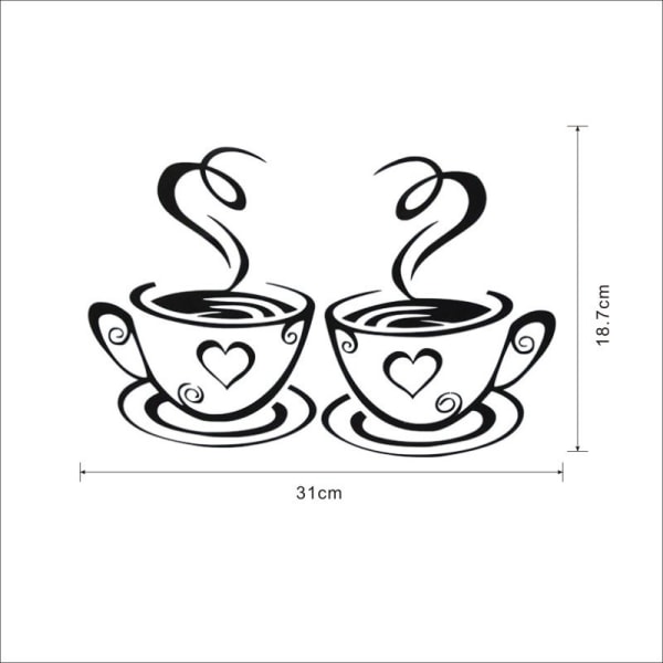 1 stk veggklistremerke med to kaffekopper design veggklistremerke hjem kjøkken R