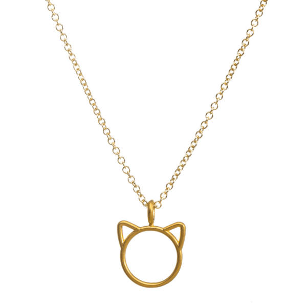 Kreativt katt ihåligt djurhänge guldlegering silver nyckelbenet kort enkel halsringning