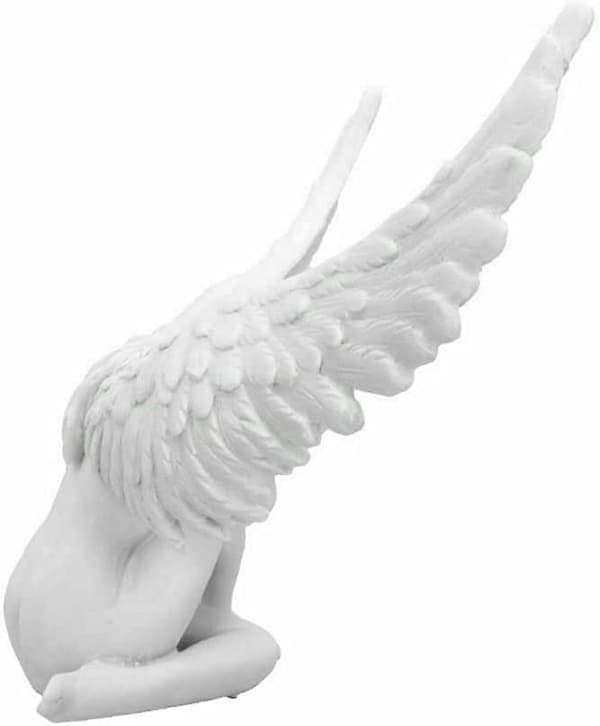 Religiøs harpiksstatuette i form af en engel til haven