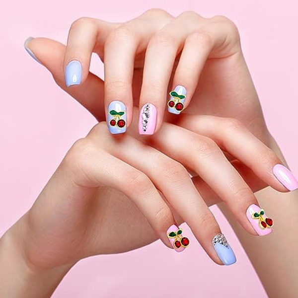 20 st 3D körsbärsberlock nagelkonstdekoration, söta glitter nageltillbehör