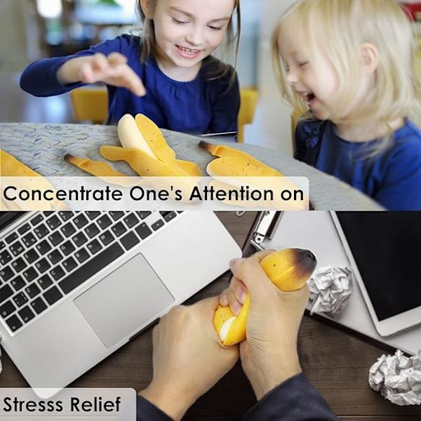 2 st banantoy, simulering banan Squishy leksaker, supermjuk stressavlastning fläckig skalad banan festgåvor för barn, 18*4cm gul
