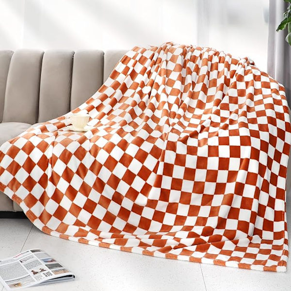 75*100cm Pläd för Soffa, Mysig Rutiga Filtar för Kvinnor, Varm Fleecefilt, Mjuk Pläd för Flickor