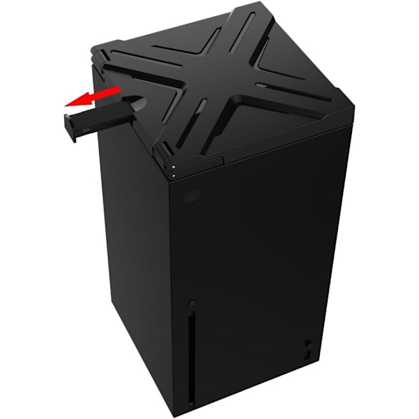 Pölysuoja Xbox Series X -konsolille, jossa pelikuuloketeline ja ohjainteline, pölysuojasuodatin huoltoa varten