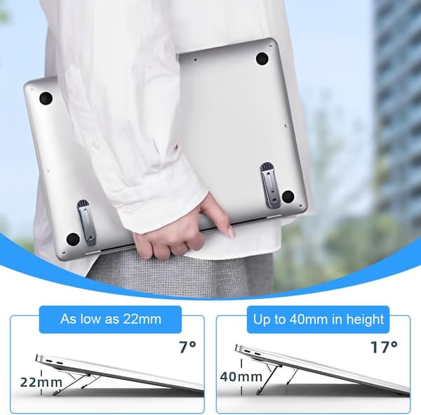 Laptop Stand, Foldbar, Metal, Passer til de fleste laptops og computertastaturer