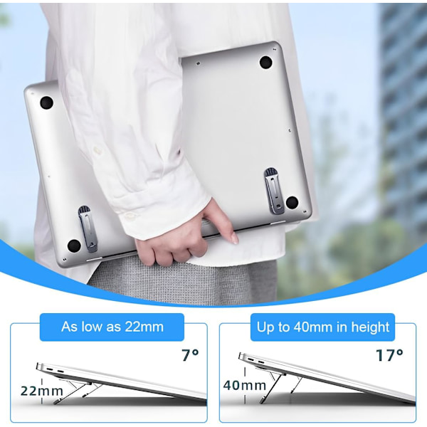 Laptopstativ, Sammenleggbart, Metall, Passer de fleste Laptoper og Datamaskintastaturer