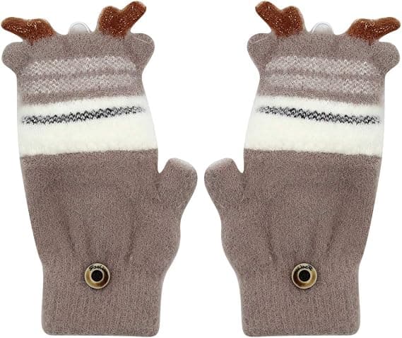 Unisex søde dyre ræv handsker konvertible flip top varme bløde vinter