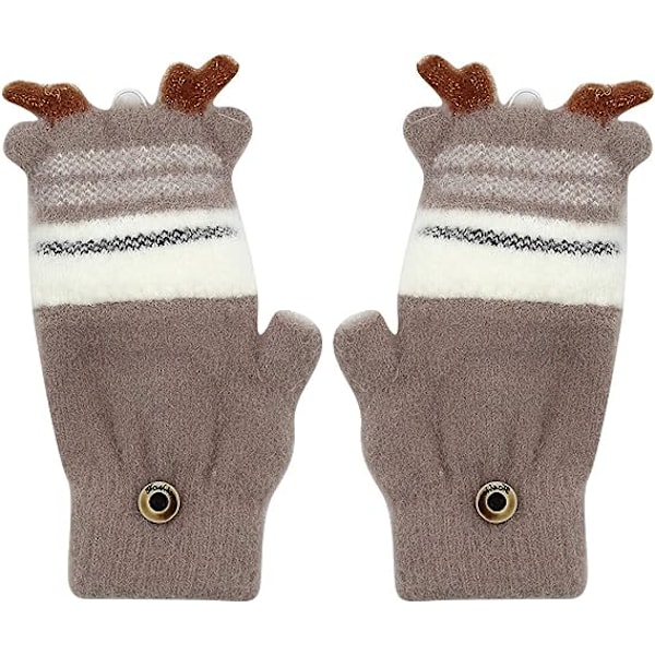 Unisex søte dyrefoxhansker konvertible flip top varme myke vinter
