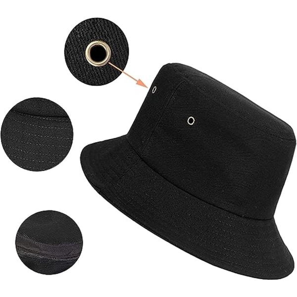 2 delar Bucket Hat, Andningsbar bomullsfiskehatt Beanie Wide Wi