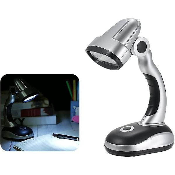 Bordlampe 12 LED bærbar skrivebordslampe bordlampe 3 * AA batterier