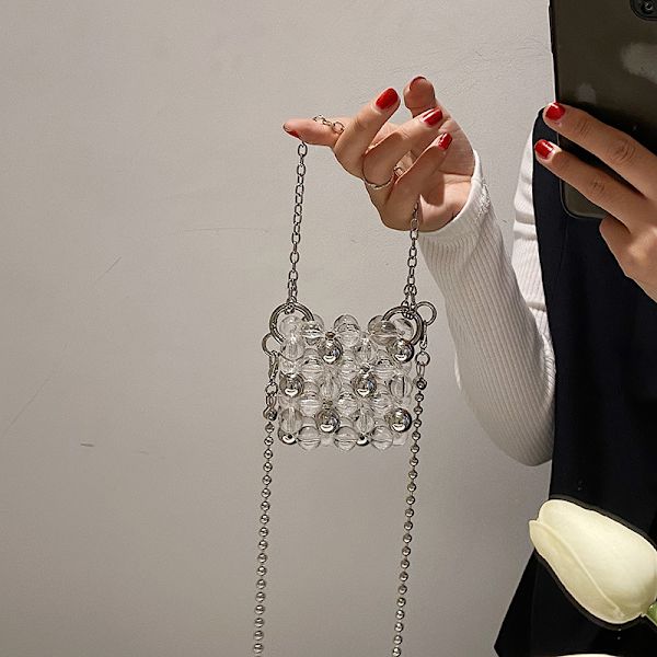 Metall Kristall Koppling Väska Cross Body BOX Väska