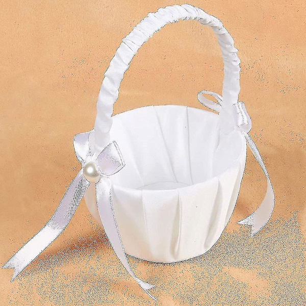 2 Pack Bröllop Satin Blomkorg, Slipsknut Fest Ros Blomkorg