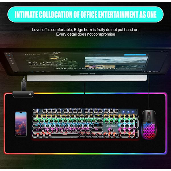 Stor RGB-spelmusmatta - Utökad mjuk datormusmatta