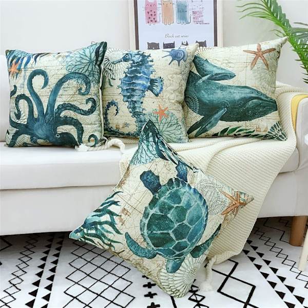 Putetrekk 45x45, 4-delt sett bomull og lin sofa dekorasjon hjemmedekorasjon supermyk putetrekk hjemmedekorasjon stue soverom sofa mari