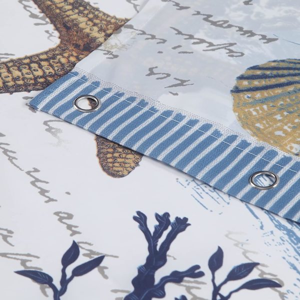 Under the Sea Seashell Blå Kust polyester Strand Strand Strand Fyr Modern Badlakan, Ocean Print Marinblå sjöstjärna Vattentät Gård Badlakan, bredd 72\" x längd 72\"
