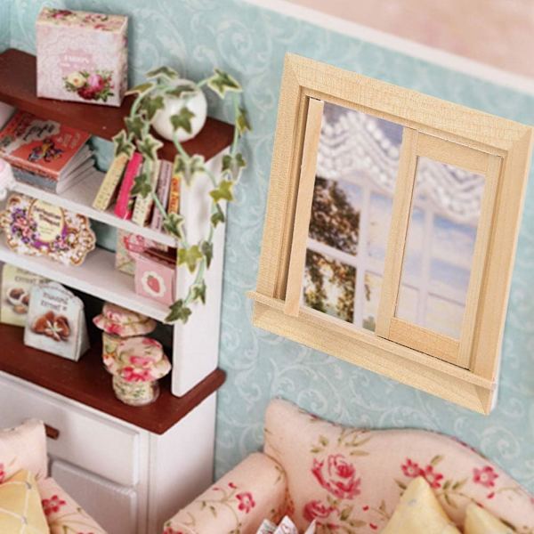 1:12 skala samlarobjekt miniatyr fönster för dockhus DIY leksak sim