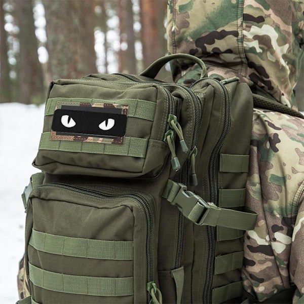 2 stk. Reflekterende Taktisk Patch med Katteøjne, Sjovt Taktisk Morale Badge, Militære Katteøje Patches, Badges til Tøj, Rygsæk, Uniform, Hundesele