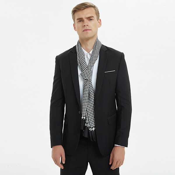 Mænds Silkeskål Dobbelt Lag Casual Business til Efterår Forår - 170×30 cm, Sort