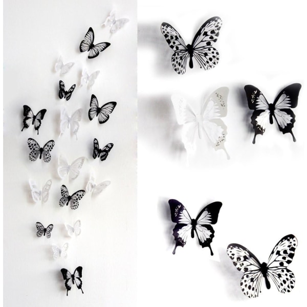 18 st 3D Fjärilar Väggdekor Sovrum Väggdekoration Möbler