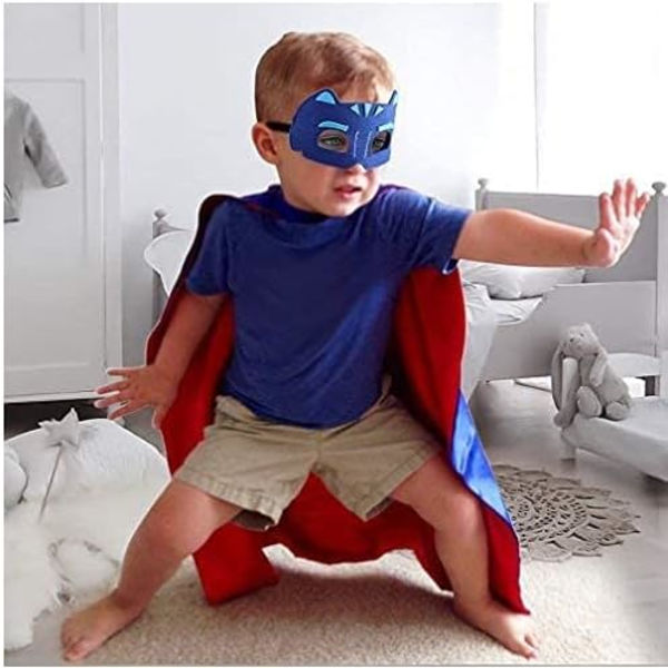 3 superhjältemasker och 3 kappor för barn, cosplay halloweenfest flicka pojke julklapp födelsedagsfest