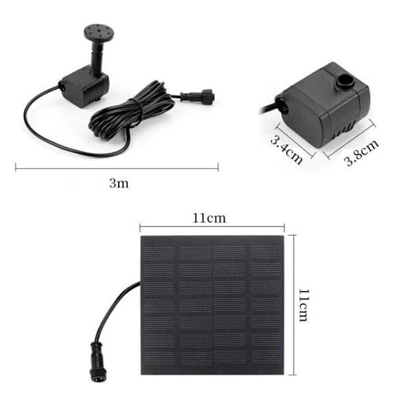 7V 1,2W solcellsfontänpump, solvattenpump med 6 munstycken borstlös ubåt