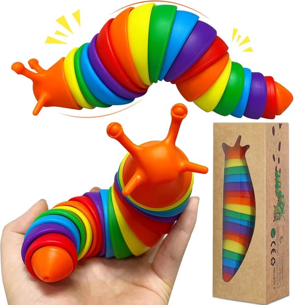 Sensoriska Fidget Slug Leksaker - Sensoriska Leksaker, Flexibla Skrivbordsdjur Artikulerande 3D Leksaker