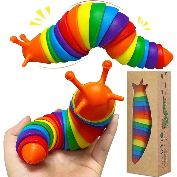 Sensoriske Fidget Slug-leker - Sensoriske leker, fleksibelt skrivebordsdyr som artikulerer 3D-leker