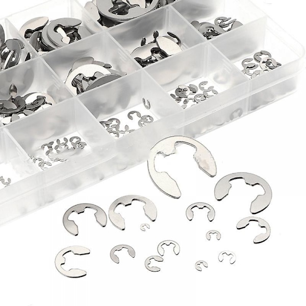 E-klämma Cirkelsäkringssats 390 st Rostfritt Stål 1,5 mm till 15 mm