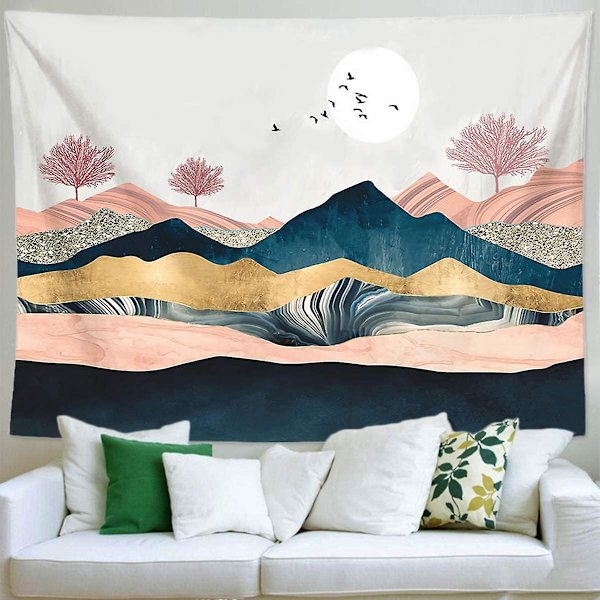 Auringonlaskun seinävaate luonnonmetsäpuumaisema (vuori Auringonlasku-150x200cm)