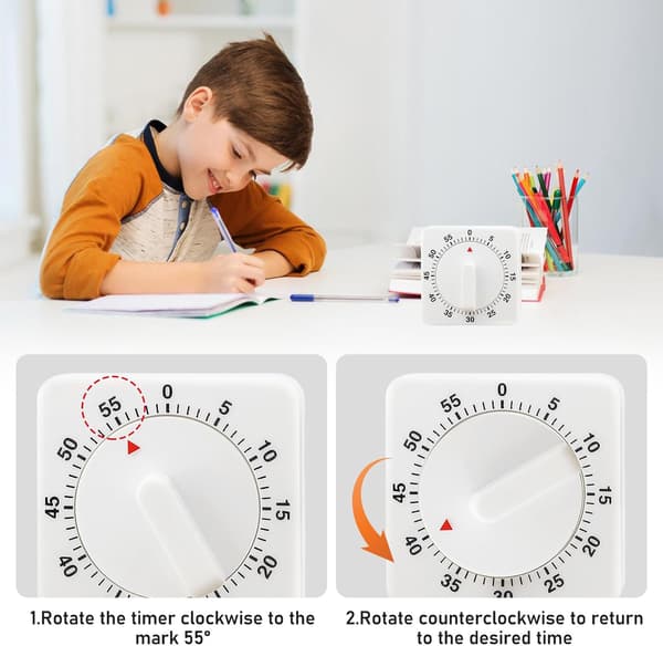 Paket med Mekaniska Kökstimer - 60 Minuters Visuell Timer - 60 Minuters Visuell Timer - Mekanisk Timer - Nedräkningstimer - Tidshantering Verktyg - Köks