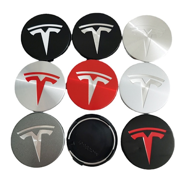 Tes-la Model 3 Model S Model X Hjulnavkapslar, Hjulnavkapslar Kit, 4 st Hjulnavkapslar Tes-la Logotyp