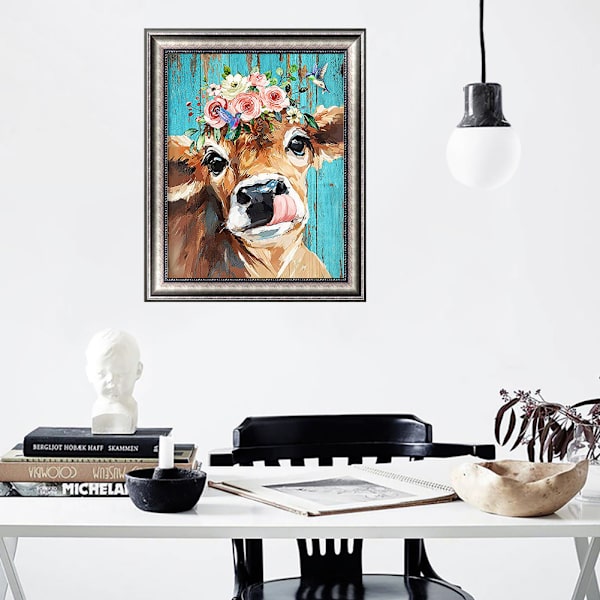 Timanttimaalaussetti aikuisille ja lapsille DIY 5D timanttitaidemaalaus pyöreillä timanteilla täydellinen pora lehmän jalokivi taidemaalaussetti kodin seinäkoristelahjoihin (12x16 tuumaa/30×40cm)