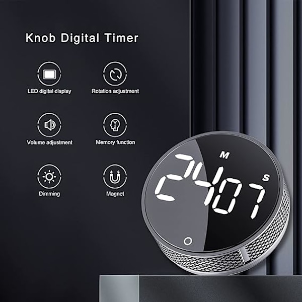 Digital køkkentimer, nedtælling med stort LED-display, velegnet til Clas