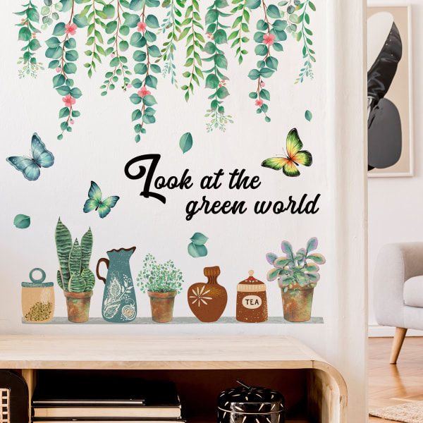 Green Plants Wall Sticker Decorative Adhesive Film Wall Sticker W