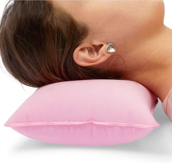 Uppblåsbara resekuddar för camping och resor (rosa, grå, 4-pack)