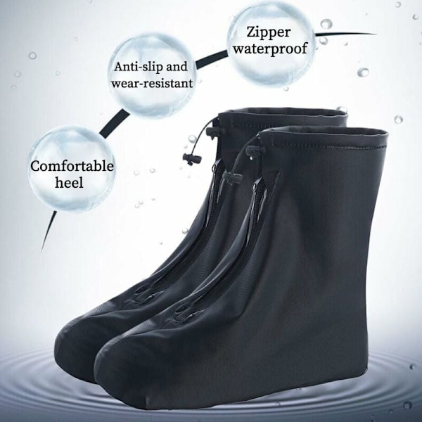 Vandafvisende Skocover, 1 Par Vandafvisende Regn Skocover, Vandafvisende Oversko, Sorte Anti-Slip Skocover