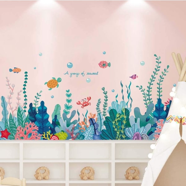 Creative Cartoon Avtagbara 3D Under The Sea World Nature Scenery Wall Stickers O