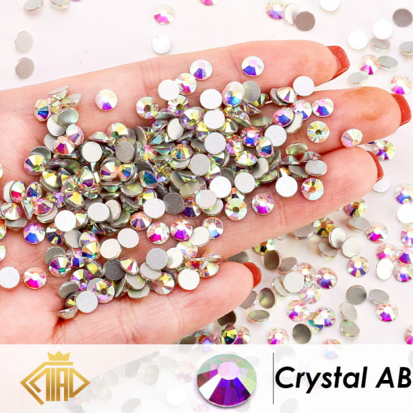 8640st-Glue Fix Glass Flat Back Crystal Strass Rhinestones Round Gems,