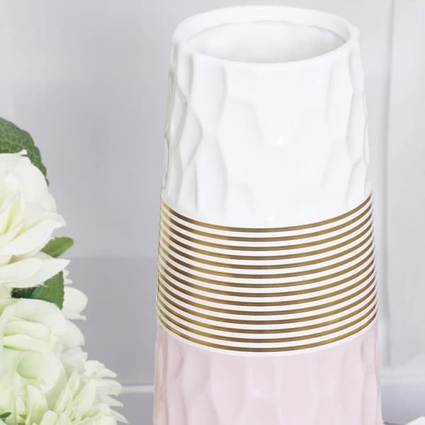 28 cm hvid rosaguld keramisk blomstervase, dekorative vaser
