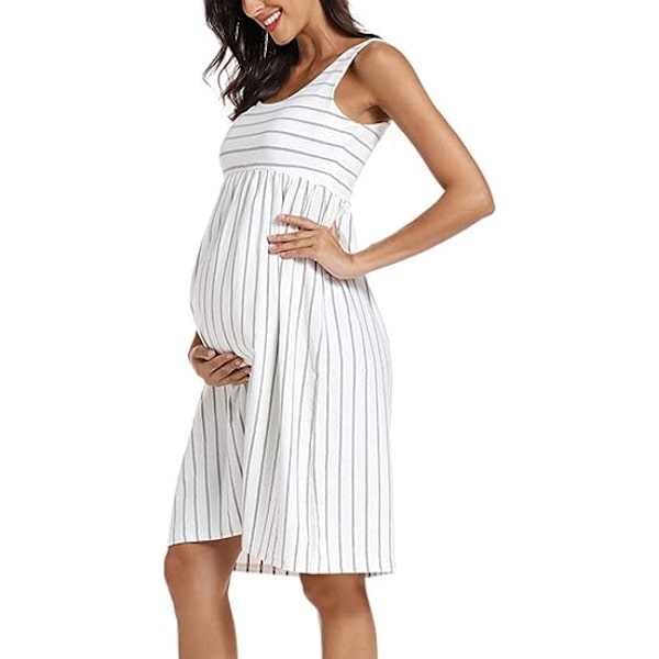 Maternityklänning för kvinnor, randig, färgblock, ärmlös, knälång