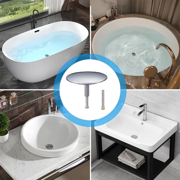 Badekarprop Ø 70 mm, Badekarprop med justerbar skrue, Vaskventil, til ethvert standard badekar