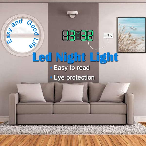 3D LED Digital Alarm Clock, 8.4\" Stor Skjerm for Soverom, med 3
