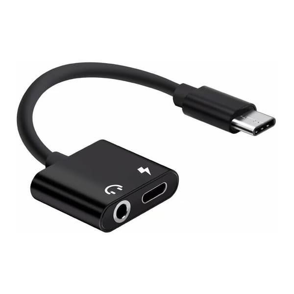 USB C-hovedtelefonadapter, 2 i 1 Type C til 3,5 mm jackadapter med
