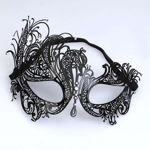 Maskerademaske til kvinder Metalmaske Shiny Rhinestone Venetian Pa