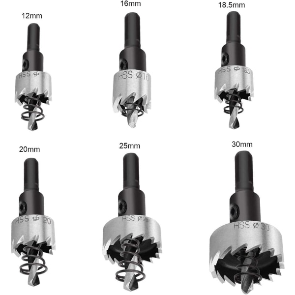 Reikäsahat, TANGGER 6 kpl 12-30 mm HSS-poranteräsarja Karbidikärki