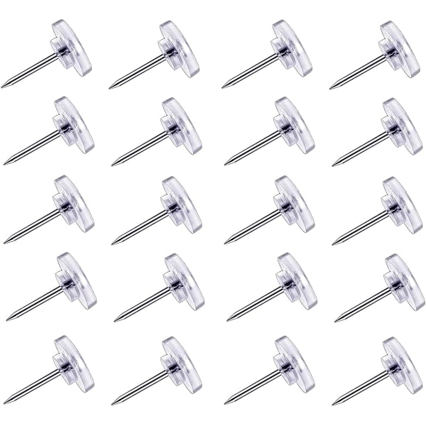 Transparenta tryckstift, 100 st transparenta tryckstift, platta tryckstift väggtryck