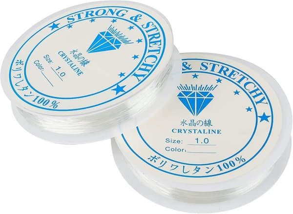 2 st transparent elastisk tråd för armband, 1 mm elastisk smyckestillverkning