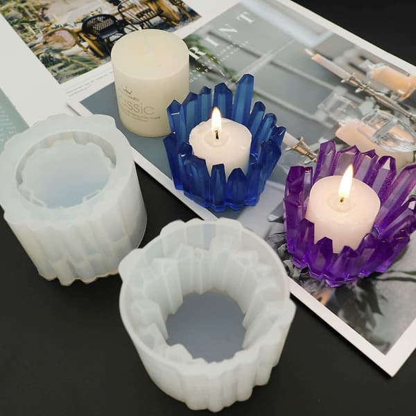 2 st Tealight Ljusstake Hartsformar, Isberg Ljusstake Silikonformar