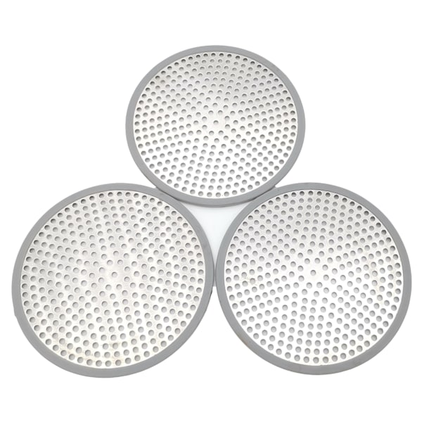 Pakke med tre brusebadsfilter, brusebadsrist i rustfrit stål, grå
