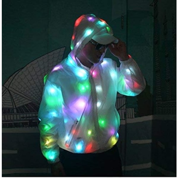 Mænds og kvinders LED-flashlys Rave-jakke Baseball-hættetrøjer Sport Ou
