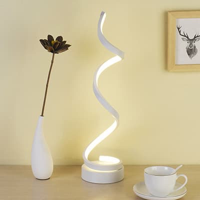 Spiral LED-sänglampa, bords-/dekorationsbelysning för sovrum vardagsrum (vit)